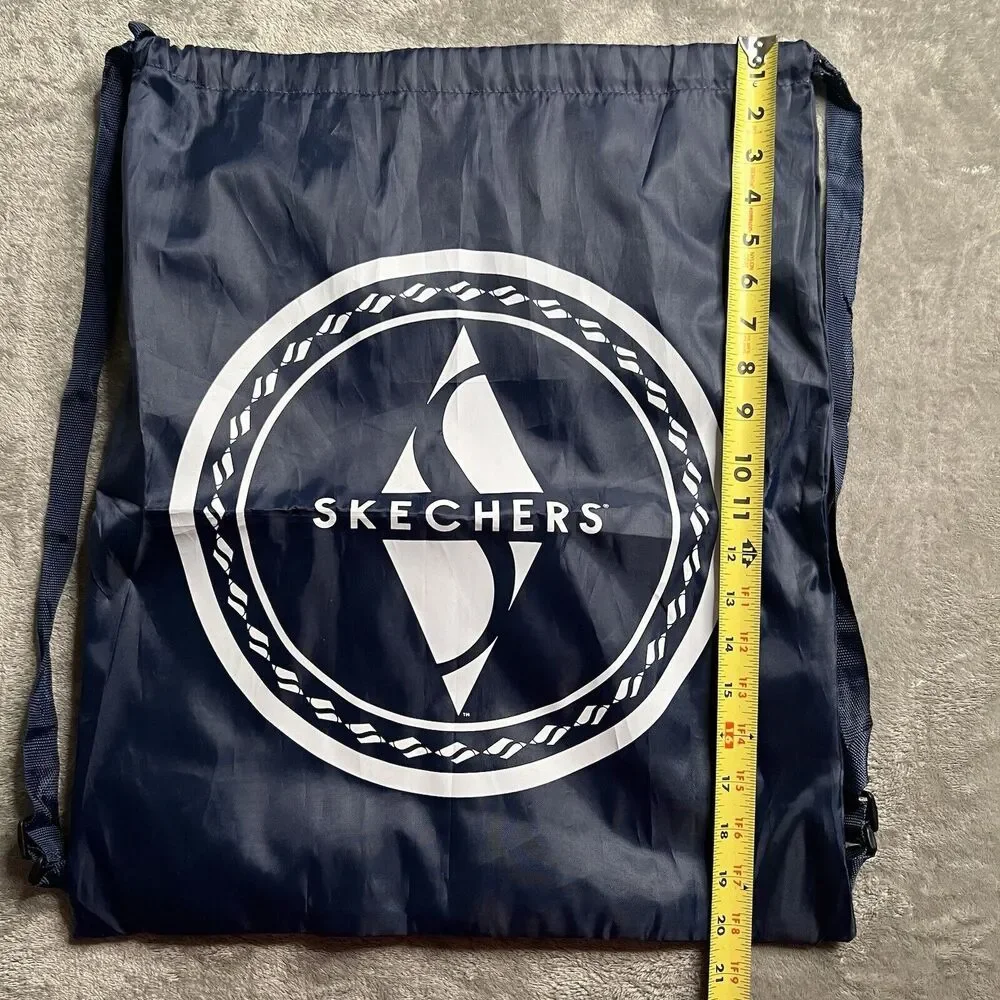 Sketchers Drawstring Bag Blue White Graphic Print Backpack